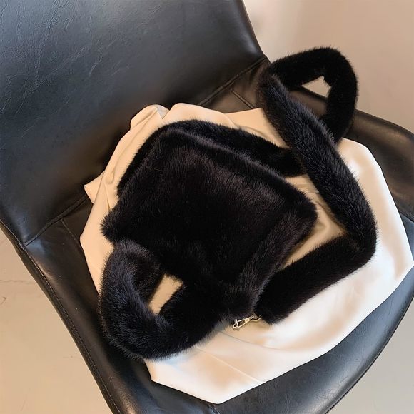 Fluffy Tote Bag Mini Faux Fur Purses Winter Fuzzy Tote Soft Furry :3 - Picture 6 of 7